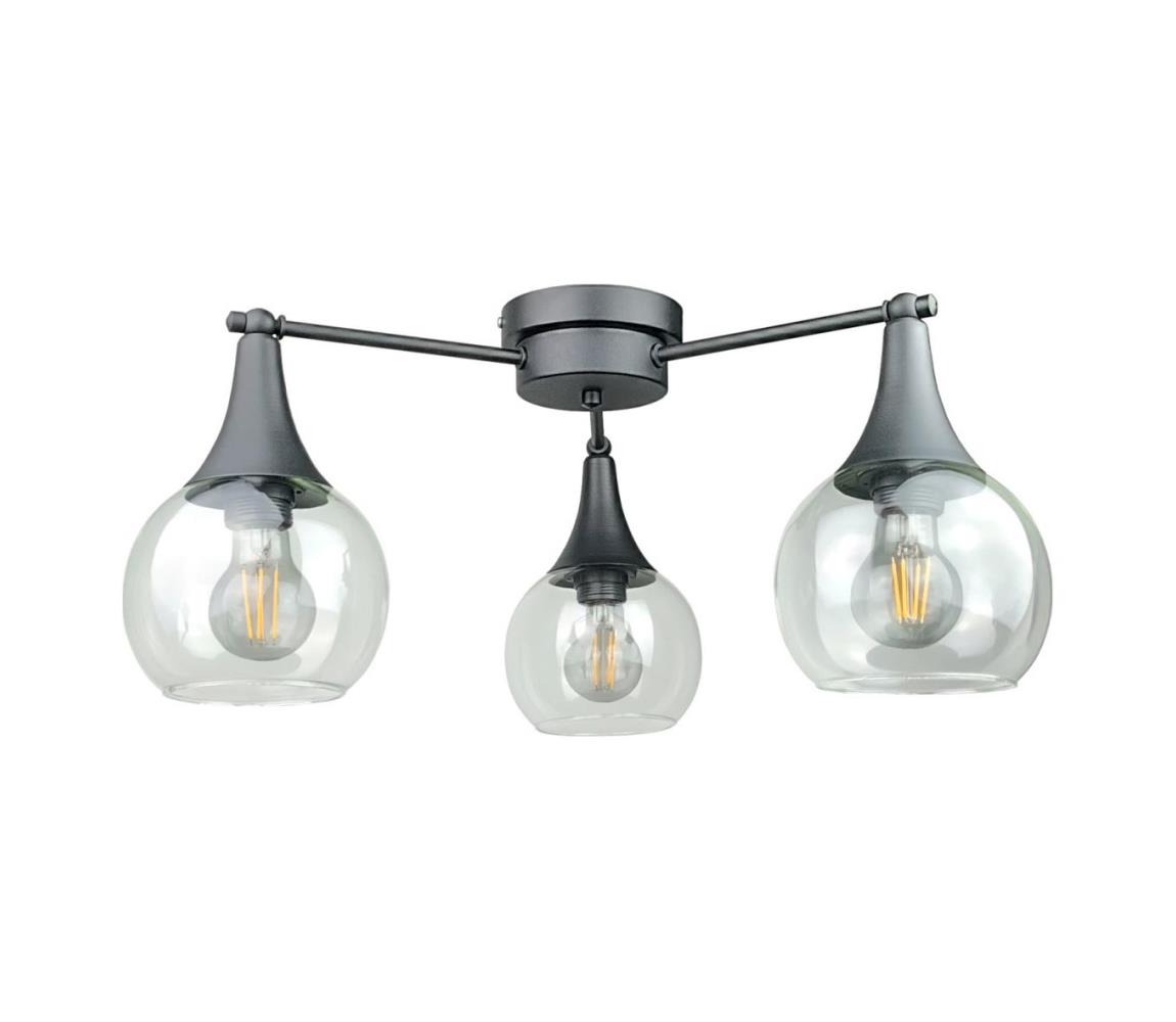 Żyrandol natynkowy STAR 3xE27/60W/230V czarny/przezroczysty
