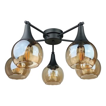 Żyrandol natynkowy STAR 5xE27/60W/230V czarny/dymny beżowy