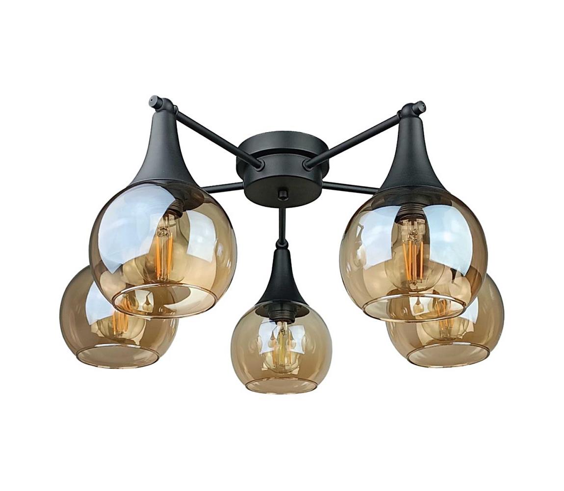 Żyrandol natynkowy STAR 5xE27/60W/230V czarny/dymny beżowy