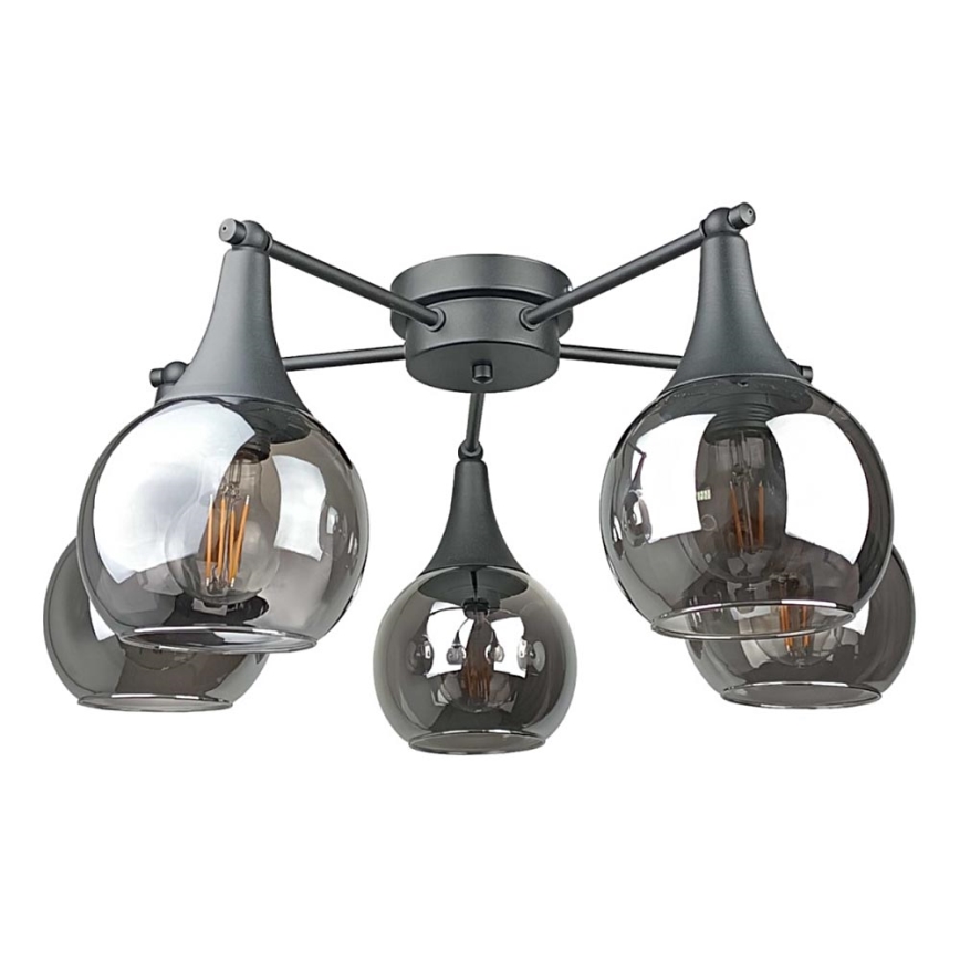 Żyrandol natynkowy STAR 5xE27/60W/230V czarny/dymny czarny