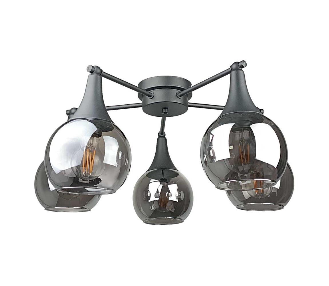 Żyrandol natynkowy STAR 5xE27/60W/230V czarny/dymny czarny