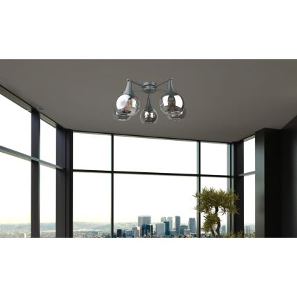 Żyrandol natynkowy STAR 5xE27/60W/230V czarny/dymny czarny