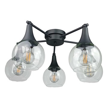 Żyrandol natynkowy STAR 5xE27/60W/230V czarny/przezroczysty