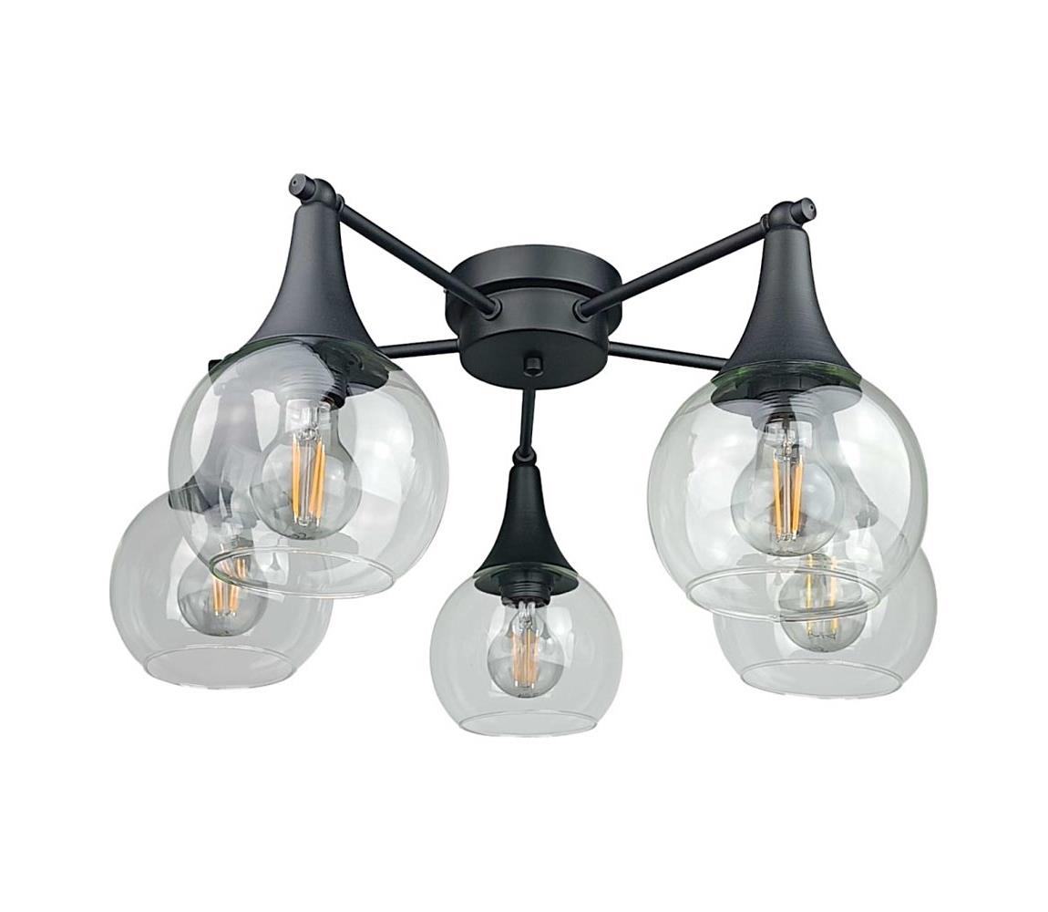 Żyrandol natynkowy STAR 5xE27/60W/230V czarny/przezroczysty