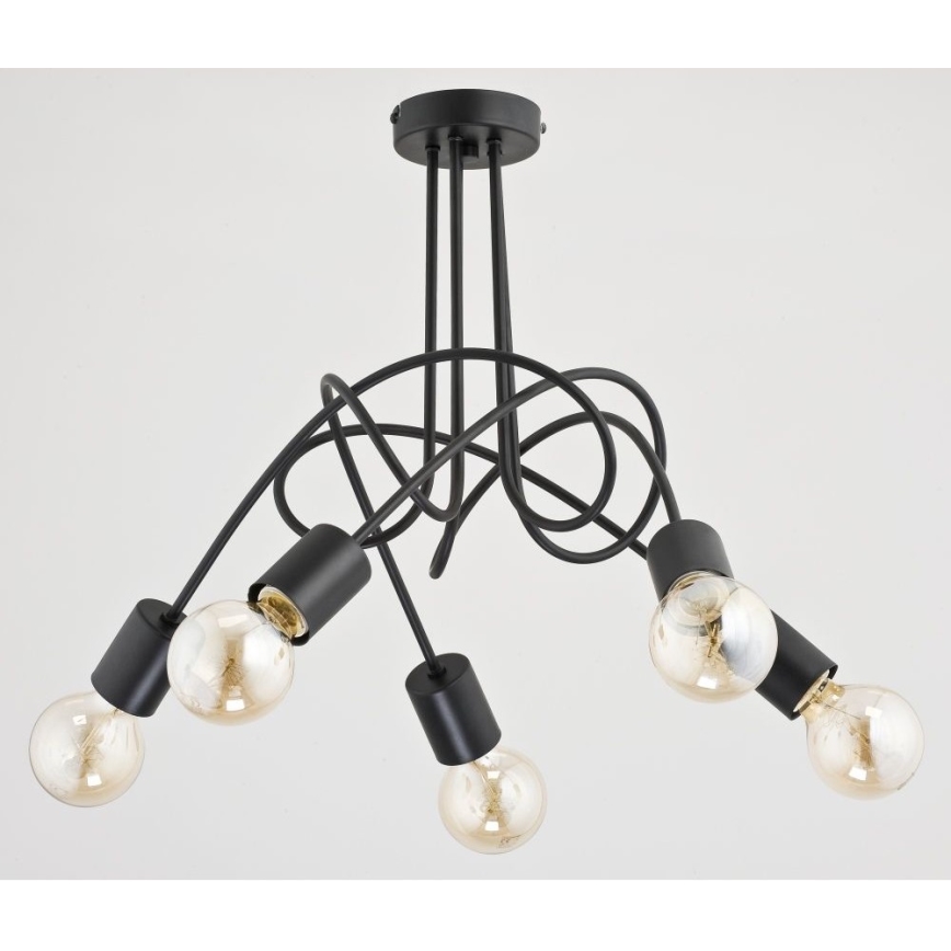 Żyrandol natynkowy TANGO 5xE27/60W/230V czarne