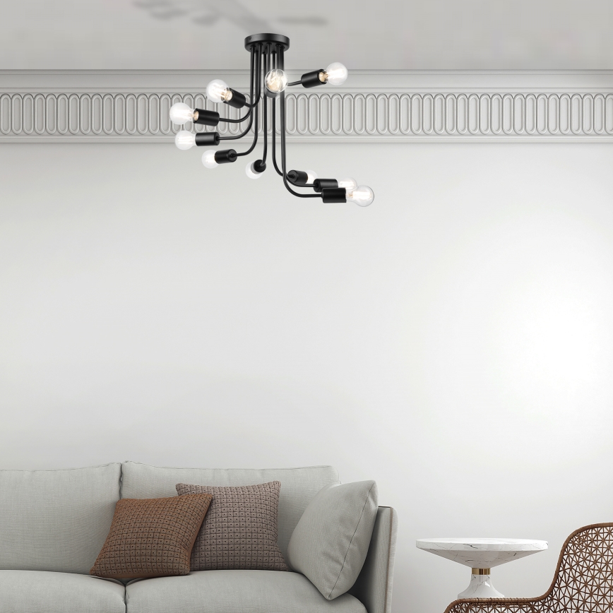 Żyrandol natynkowy TRINITY 10xE27/15W/230V czarny