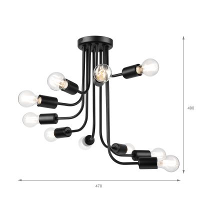 Żyrandol natynkowy TRINITY 10xE27/15W/230V czarny