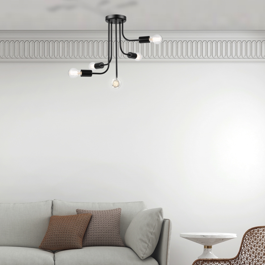 Żyrandol natynkowy TRINITY 5xE27/15W/230V czarny
