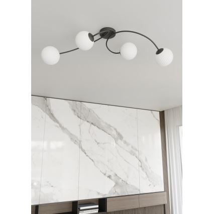 Żyrandol natynkowy VIBRA 4xE14/10W/230V czarny/biały
