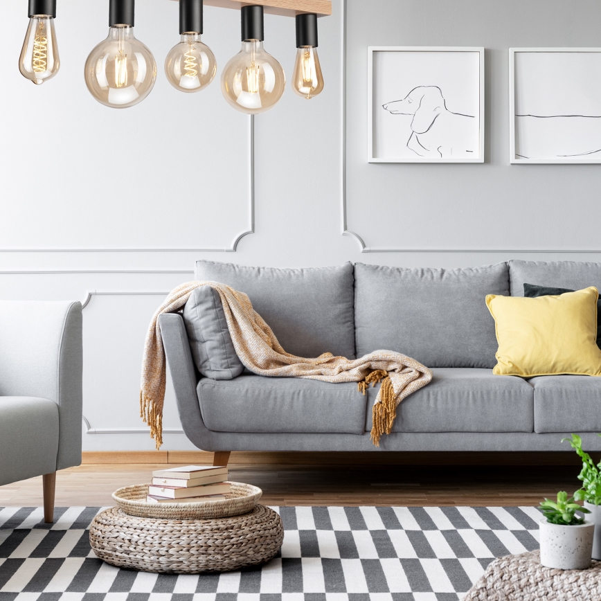 Żyrandol natynkowy VITO OAK 5xE27/60W/230V dąb