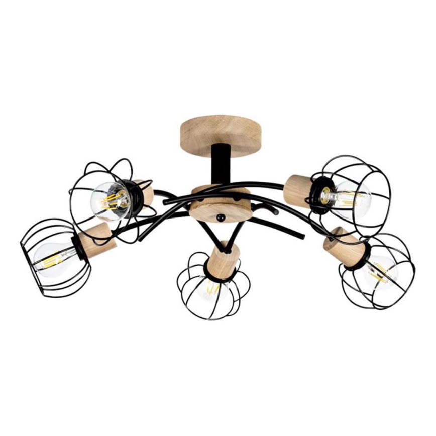 Żyrandol natynkowy VIVIANE 5xE27/60W/230V dąb