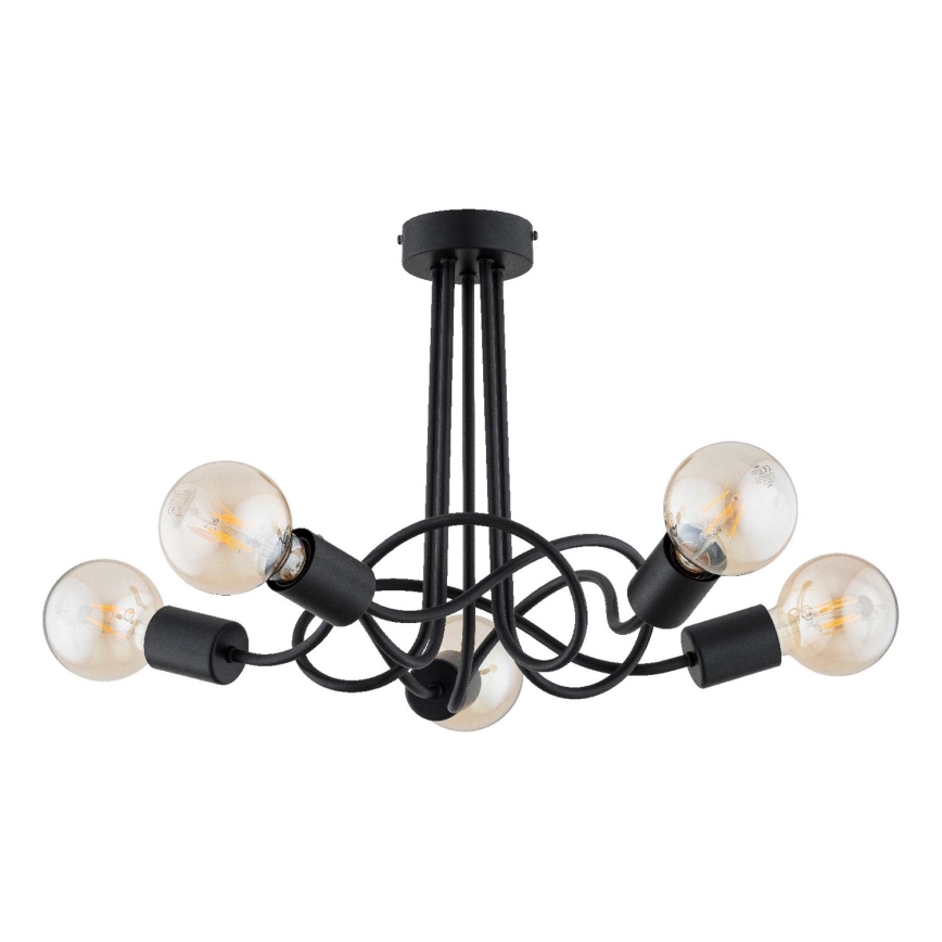 Żyrandol natynkowy WINGO 5xE27/15W/230V czarny