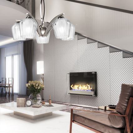 Żyrandol PAULA 5xE27/60W/230V matowy chrom