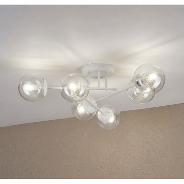 Żyrandol przysufitowy MALENA 6xE14/5W/230V biały/przezroczysty