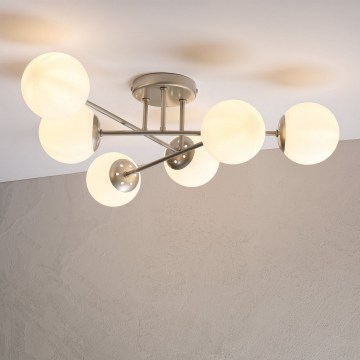 Żyrandol przysufitowy MALENA 6xE14/5W/230V matowy chrom/biały