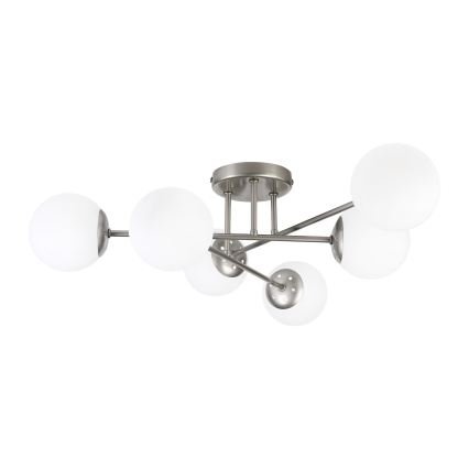 Żyrandol przysufitowy MALENA 6xE14/5W/230V matowy chrom/biały
