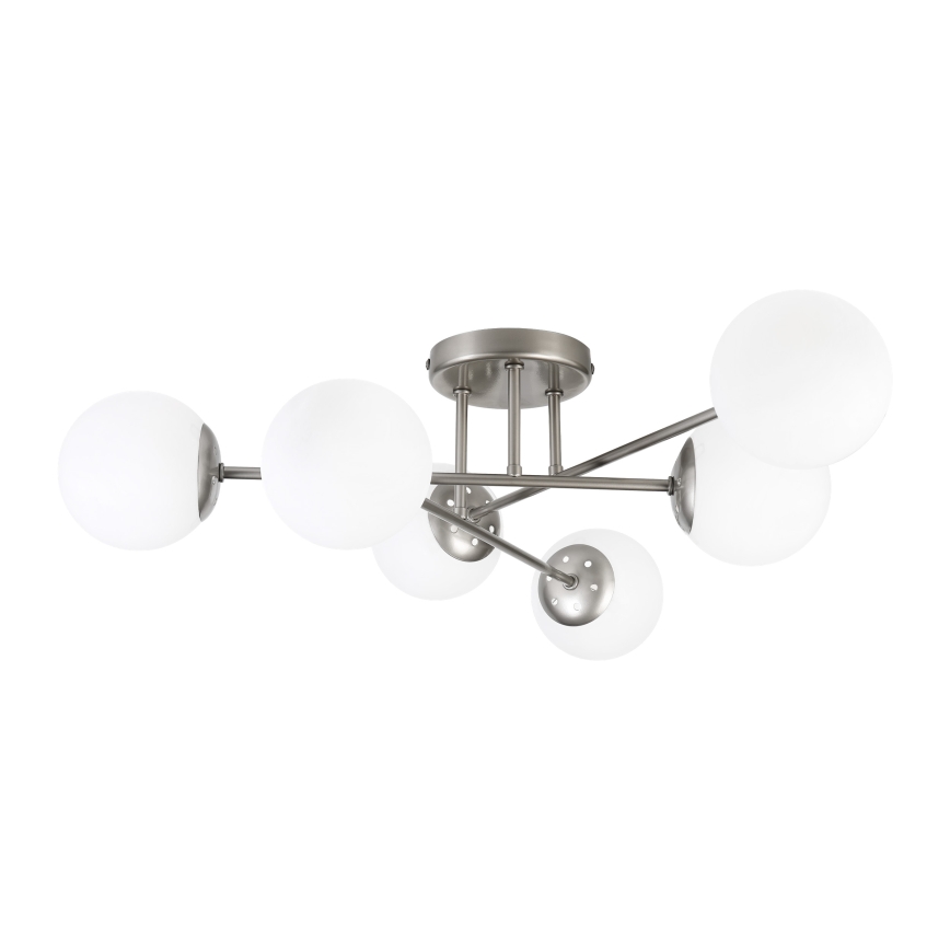 Żyrandol przysufitowy MALENA 6xE14/5W/230V matowy chrom/biały