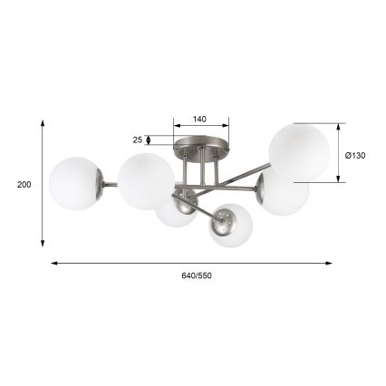 Żyrandol przysufitowy MALENA 6xE14/5W/230V matowy chrom/biały