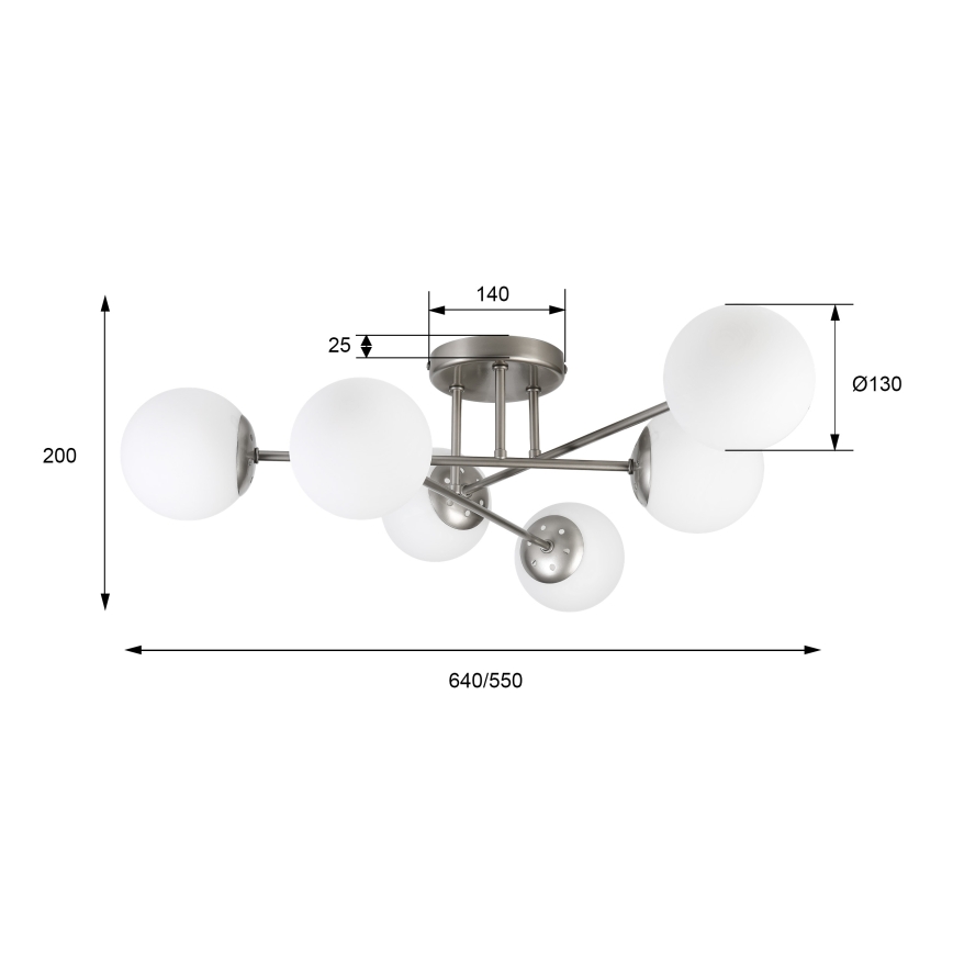 Żyrandol przysufitowy MALENA 6xE14/5W/230V matowy chrom/biały