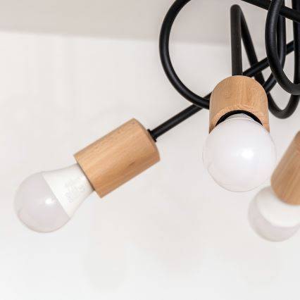 Žyrandol przysufitowy OXFORD 5xE27/15W/230V sosna/czarny