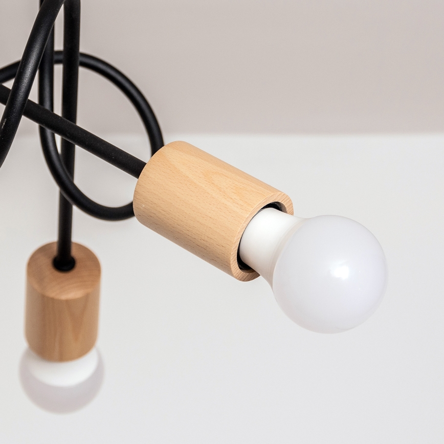 Žyrandol przysufitowy OXFORD 5xE27/15W/230V sosna/czarny