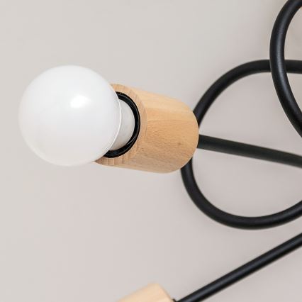 Žyrandol przysufitowy OXFORD 5xE27/15W/230V sosna/czarny