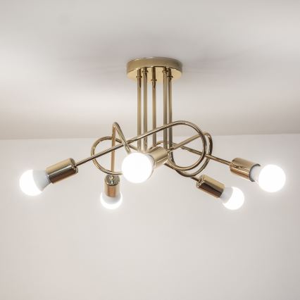 Żyrandol przysufitowy OXFORD 5xE27/15W/230V złoty