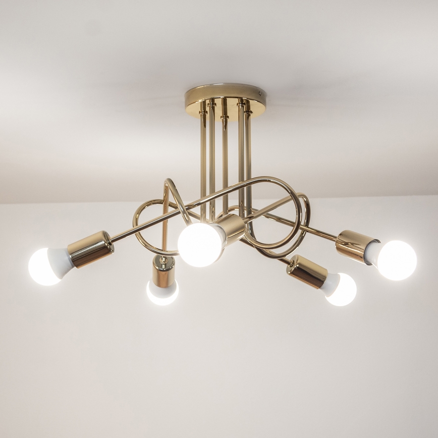 Żyrandol przysufitowy OXFORD 5xE27/15W/230V złoty