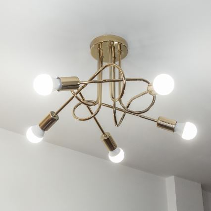 Żyrandol przysufitowy OXFORD 5xE27/15W/230V złoty