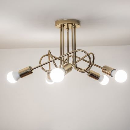 Żyrandol przysufitowy OXFORD 5xE27/15W/230V złoty