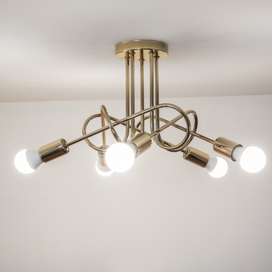 Żyrandol przysufitowy OXFORD 5xE27/15W/230V złoty