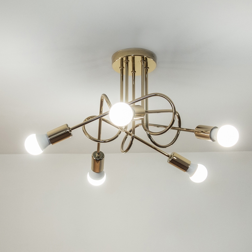 Żyrandol przysufitowy OXFORD 5xE27/15W/230V złoty
