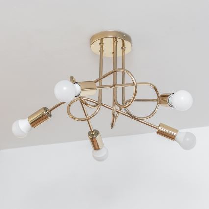 Żyrandol przysufitowy OXFORD 5xE27/15W/230V złoty