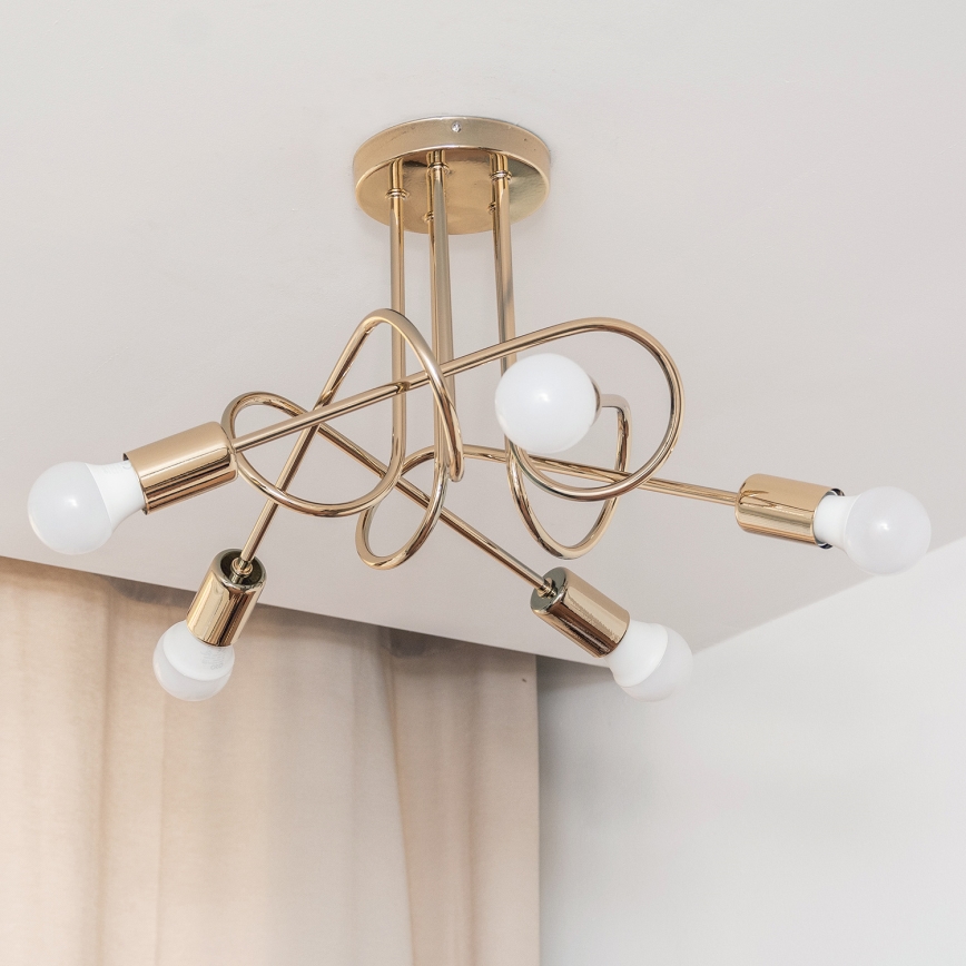 Żyrandol przysufitowy OXFORD 5xE27/15W/230V złoty