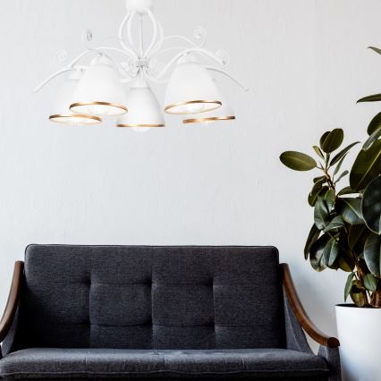 Żyrandol RETRO II na łańcuchu, 5xE27/60W/230V, biały