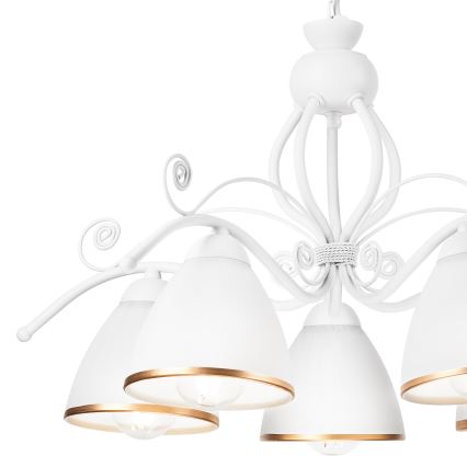 Żyrandol RETRO II na łańcuchu, 5xE27/60W/230V, biały