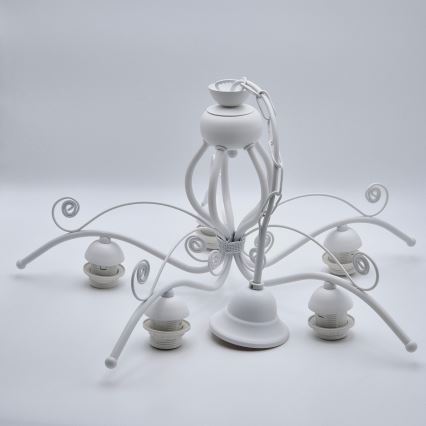 Żyrandol RETRO II na łańcuchu, 5xE27/60W/230V, biały