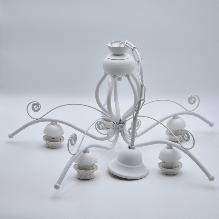 Żyrandol RETRO II na łańcuchu, 5xE27/60W/230V, biały