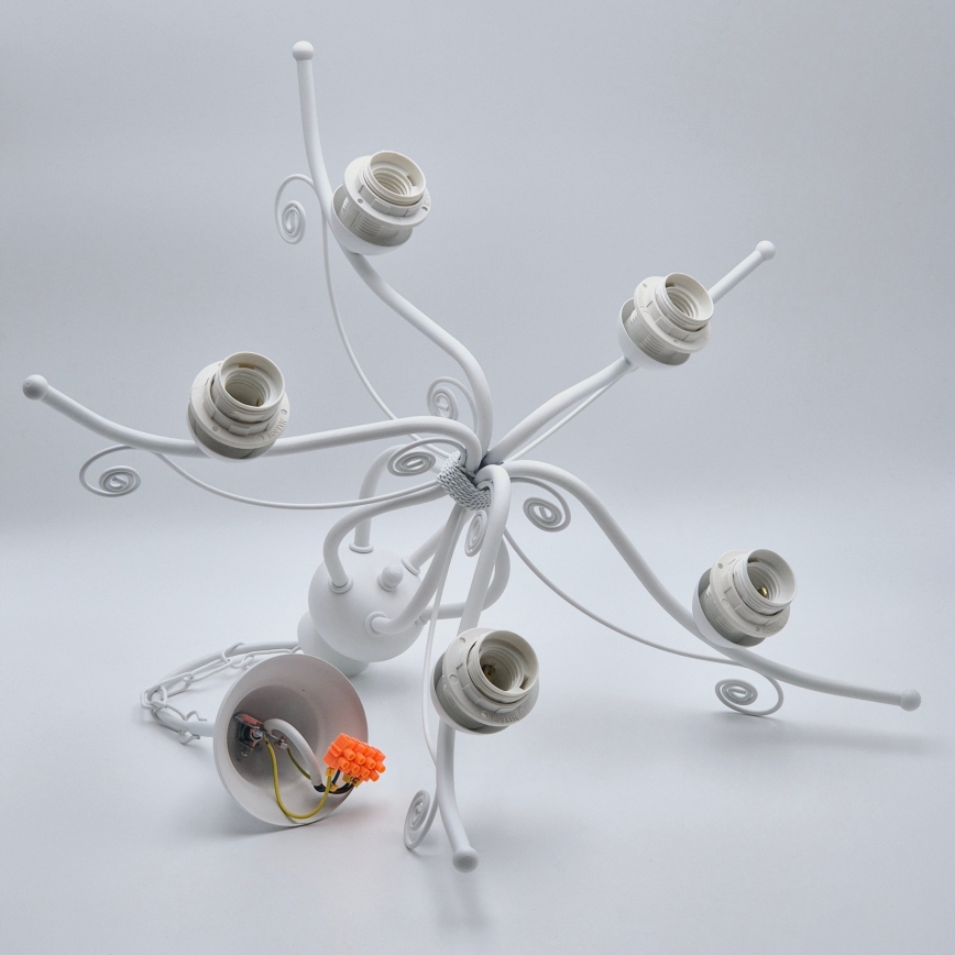 Żyrandol RETRO II na łańcuchu, 5xE27/60W/230V, biały