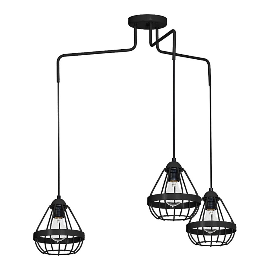 Żyrandol RING 3xE27/60W/230V pająk czarne