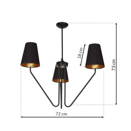Żyrandol VICTORIA 3xE27/60W/230V czarny