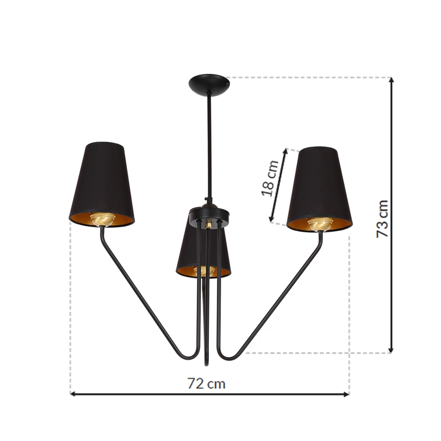 Żyrandol VICTORIA 3xE27/60W/230V czarny