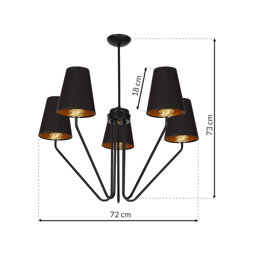 Żyrandol VICTORIA 5xE27/60W/230V czarny