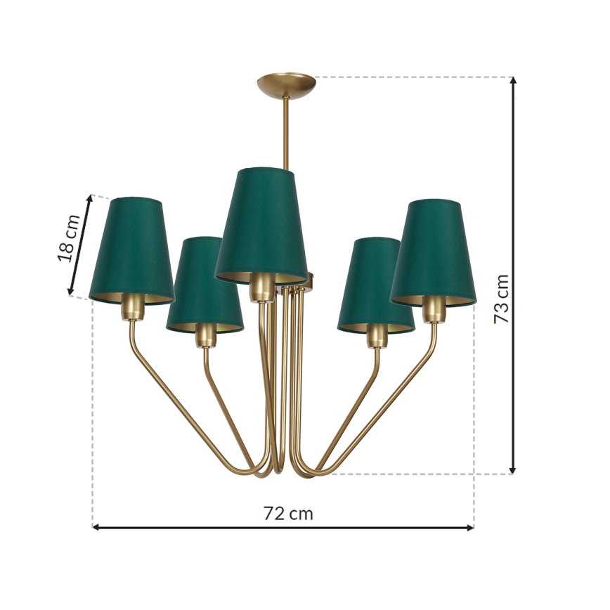Żyrandol VICTORIA 5xE27/60W/230V zielony
