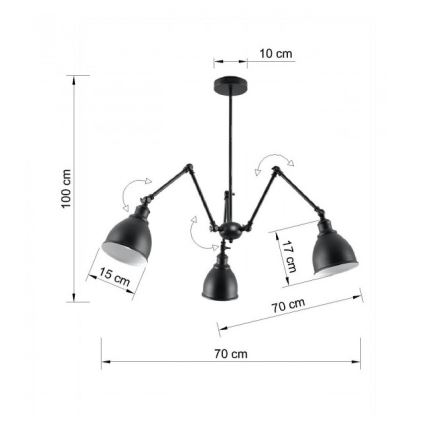 Żyrandol wiszący STARK SHADE 3xE27/60W/230V