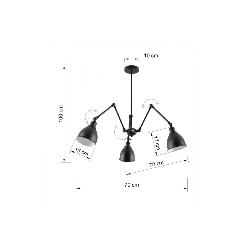 Żyrandol wiszący STARK SHADE 3xE27/60W/230V