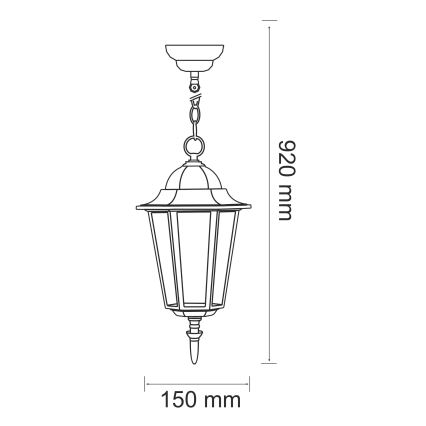 Żyrandol zewnętrzny 1xE27/60W/230V patyna