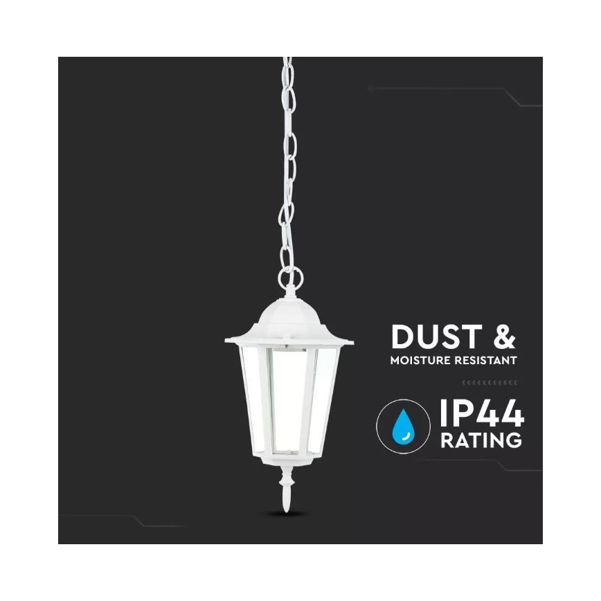Żyrandol zewnetrzny na łańcuchu 1xE27/60W/230V IP44 biały