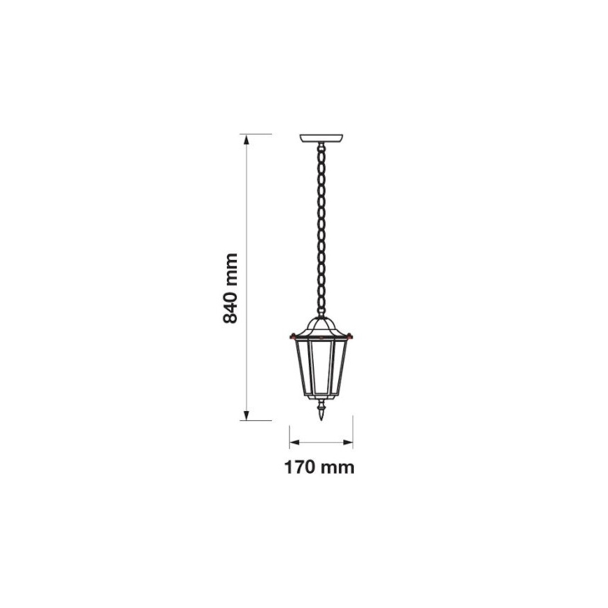 Żyrandol zewnetrzny na łańcuchu 1xE27/60W/230V IP44 biały